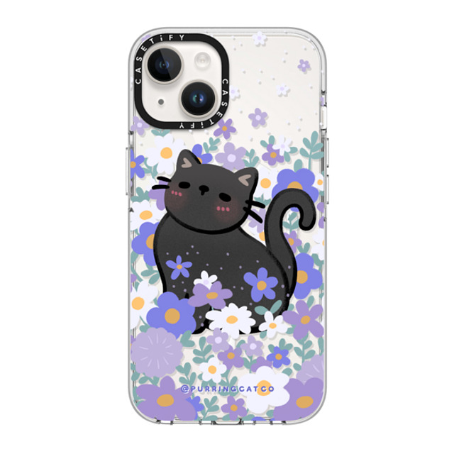 Purring Cat Co x CASETiFY iPhone 14 ケース クリア クリア ケース MagSafe対応 Cat in Flowers by Purringcatco