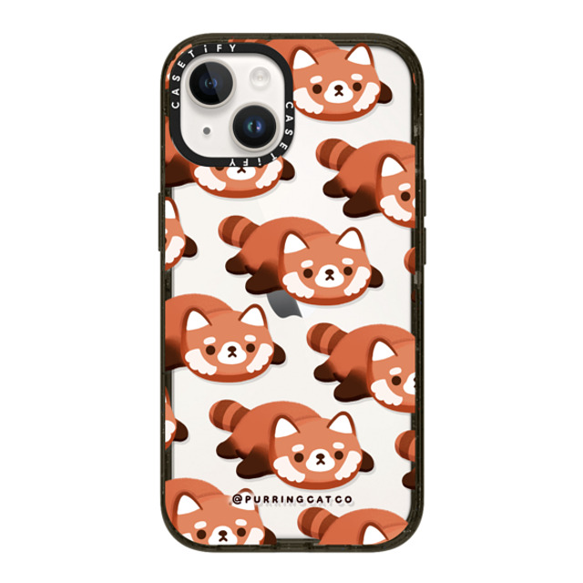 Purring Cat Co x CASETiFY iPhone 14 ケース ブラック インパクトケース Red Panda by Purringcatco