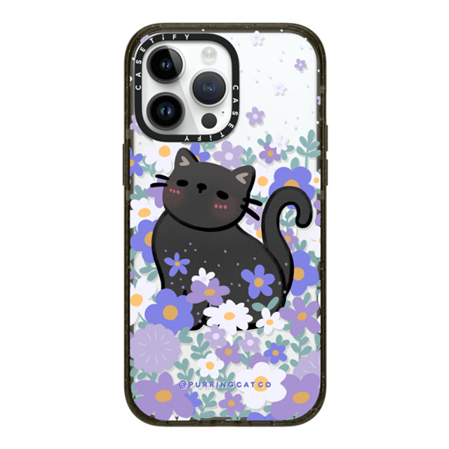 Purring Cat Co x CASETiFY iPhone 14 Pro Max ケース ブラック インパクトケース MagSafe対応 Cat in Flowers by Purringcatco