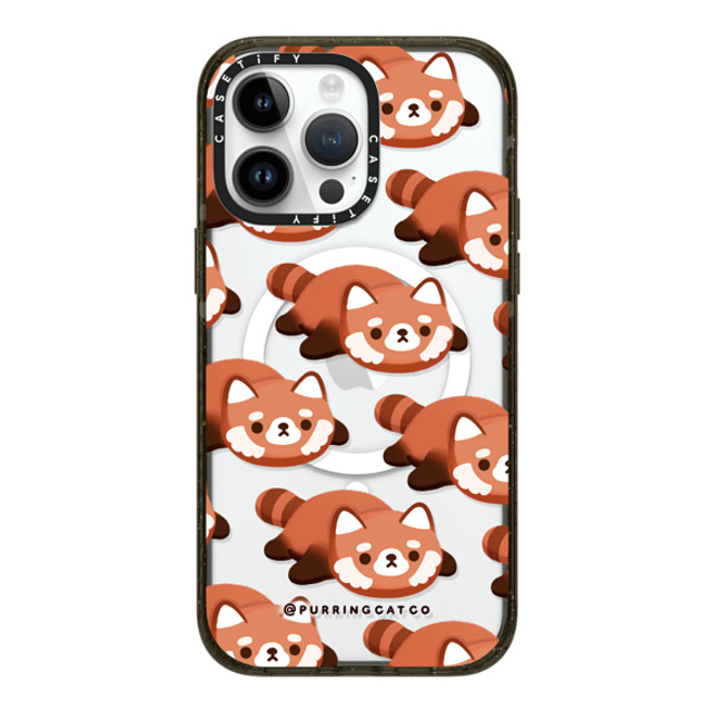 Purring Cat Co x CASETiFY iPhone 14 Pro Max ケース ブラック インパクトケース MagSafe対応 Red Panda by Purringcatco