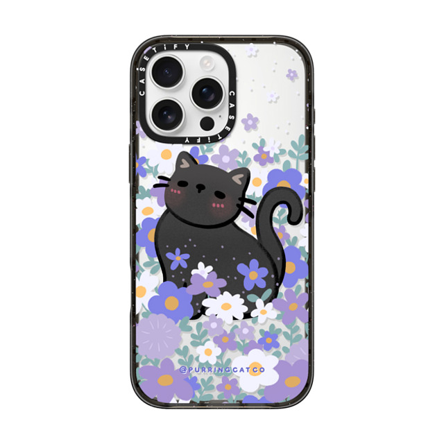 Purring Cat Co x CASETiFY iPhone 16 Pro Max ケース ブラック インパクトケース Cat in Flowers by Purringcatco