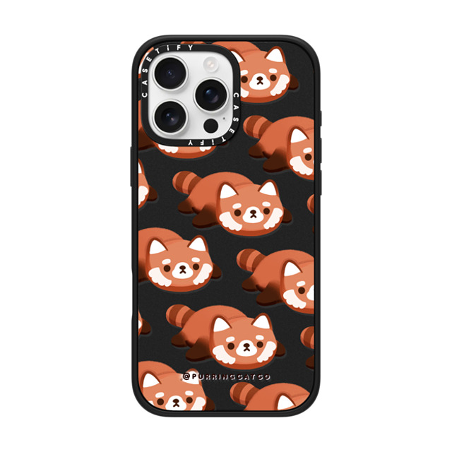 Purring Cat Co x CASETiFY iPhone 16 Pro Max ケース マットブラック インパクトケース MagSafe対応 Red Panda by Purringcatco