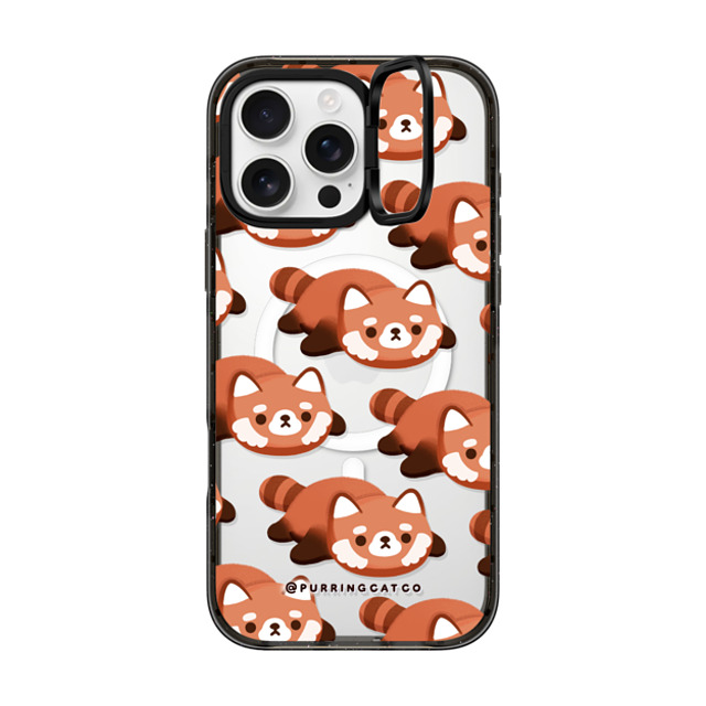 Purring Cat Co x CASETiFY iPhone 16 Pro Max ケース ブラック インパクトリングスタンドケース MagSafe対応 Red Panda by Purringcatco