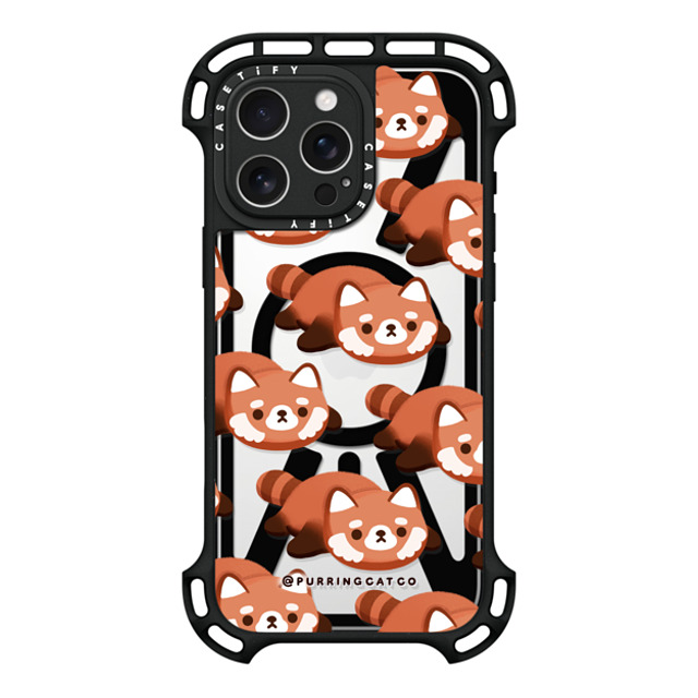 Purring Cat Co x CASETiFY iPhone 16 Pro Max ケース ブラック ウルトラ バウンスケース MagSafe対応 Red Panda by Purringcatco