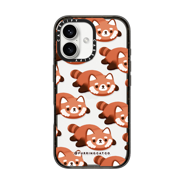 Purring Cat Co x CASETiFY iPhone 16 ケース ブラック インパクトケース Red Panda by Purringcatco