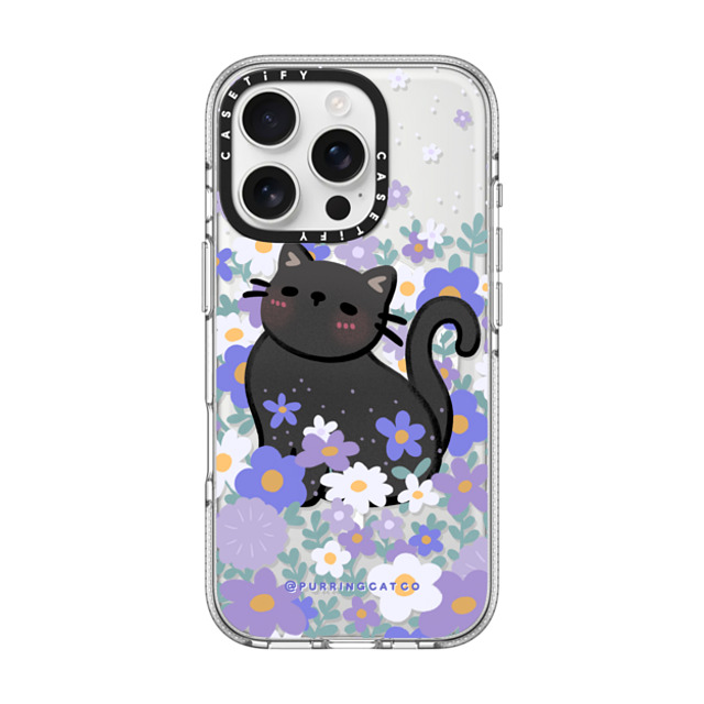 Purring Cat Co x CASETiFY iPhone 16 Pro ケース クリア クリア ケース MagSafe対応 Cat in Flowers by Purringcatco