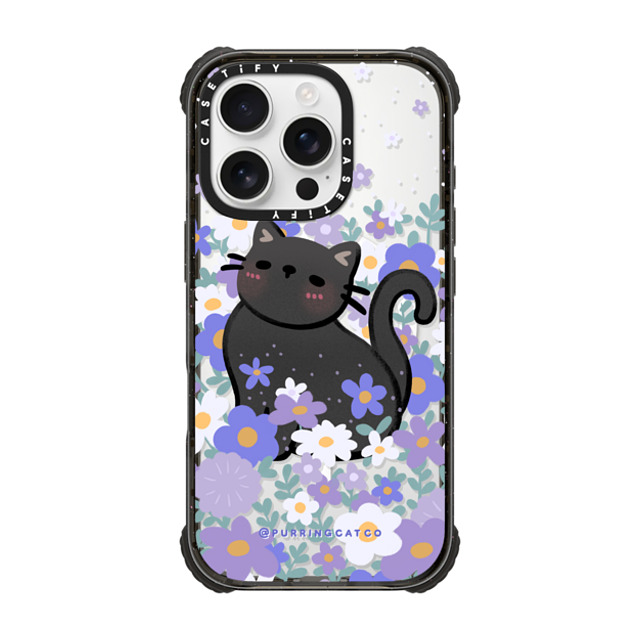 Purring Cat Co x CASETiFY iPhone 16 Pro Case Black ウルトラ インパクトケース MagSafe 対応 Cat in Flowers by Purringcatco Purring Cat Co x CASETiFY iPhone 16 Pro Case Black ウルトラ インパクトケース MagSafe 対応 Cat in Flowers by Purringcatco