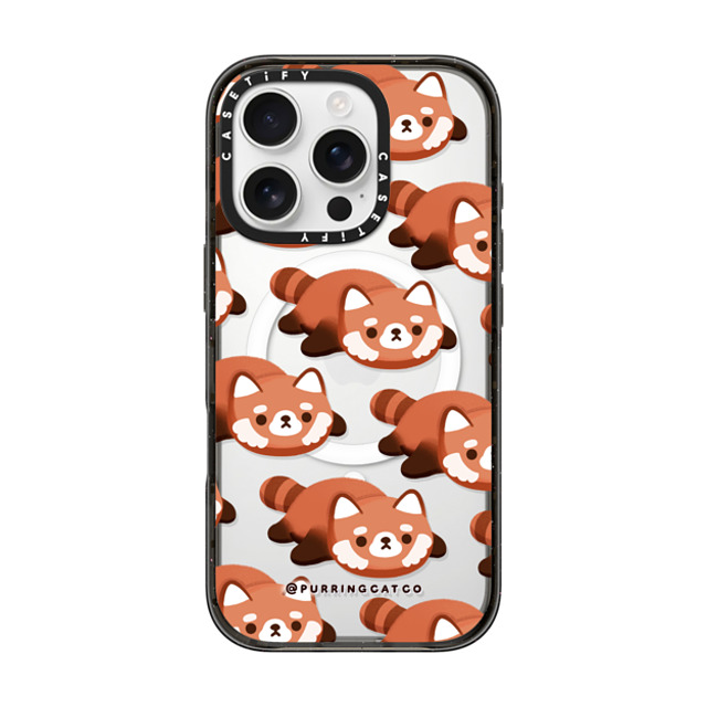 Purring Cat Co x CASETiFY iPhone 16 Pro ケース ブラック インパクトケース MagSafe対応 Red Panda by Purringcatco