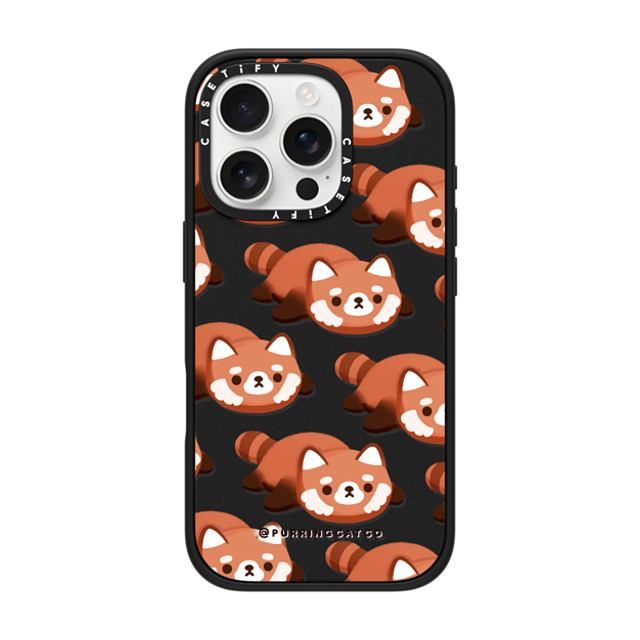 Purring Cat Co x CASETiFY iPhone 16 Pro ケース マットブラック インパクトケース Red Panda by Purringcatco