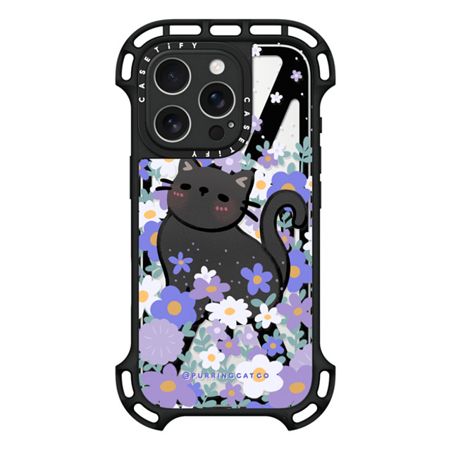 Purring Cat Co x CASETiFY iPhone 16 Pro Case Black ウルトラ バウンスケース MagSafe対応 Cat in Flowers by Purringcatco Purring Cat Co x CASETiFY iPhone 16 Pro Case Black ウルトラ バウンスケース MagSafe対応 Cat in Flowers by Purringcatco