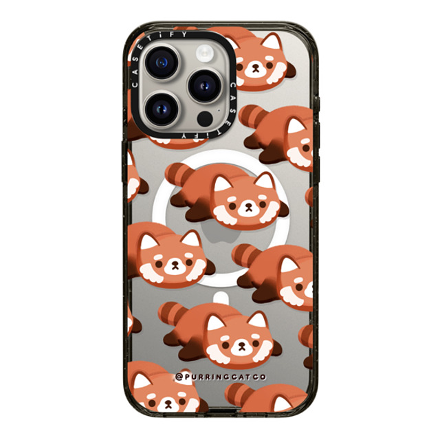 Purring Cat Co x CASETiFY iPhone 15 Pro Max ケース ブラック インパクトケース MagSafe対応 Red Panda by Purringcatco