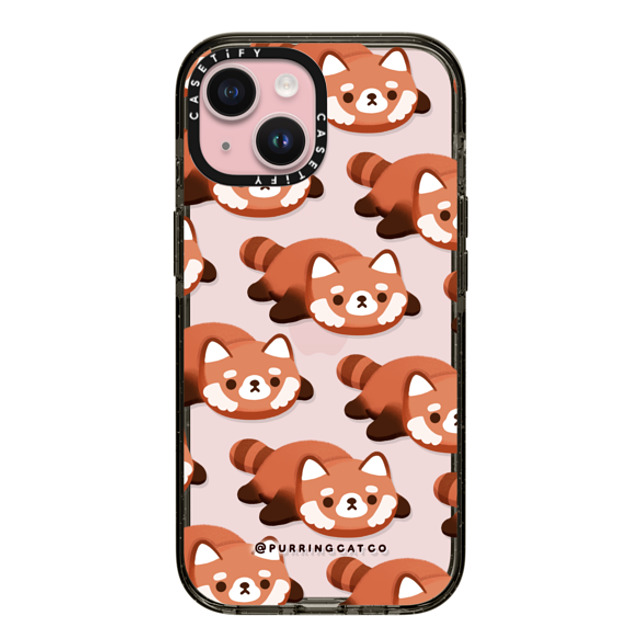 Purring Cat Co x CASETiFY iPhone 15 ケース ブラック インパクトケース Red Panda by Purringcatco