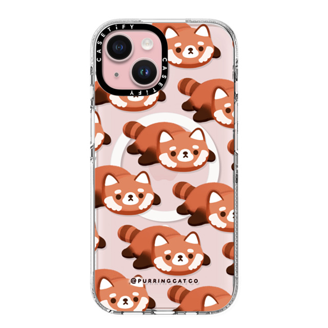 Purring Cat Co x CASETiFY iPhone 15 ケース クリア クリア ケース MagSafe対応 Red Panda by Purringcatco