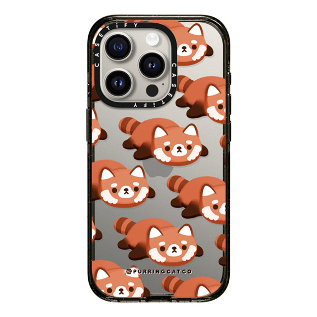 Purring Cat Co x CASETiFY iPhone 15 Pro ケース ブラック インパクトケース Red Panda by Purringcatco