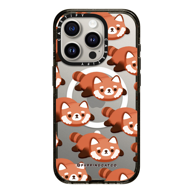 Purring Cat Co x CASETiFY iPhone 15 Pro ケース ブラック インパクトケース MagSafe対応 Red Panda by Purringcatco