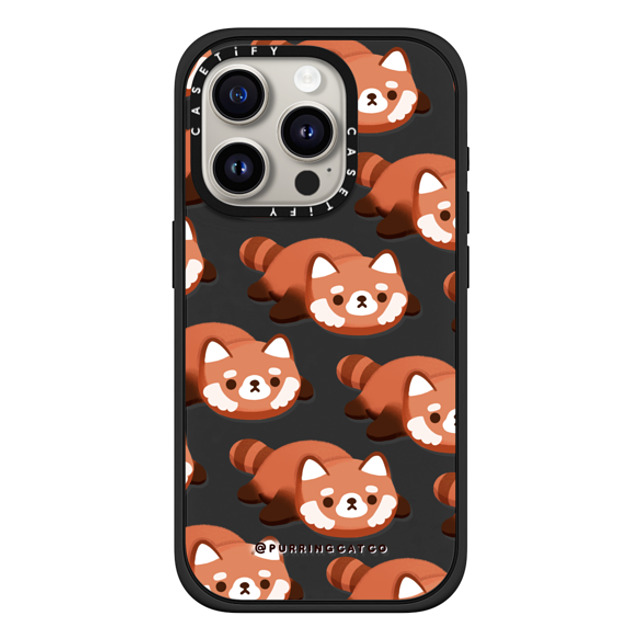 Purring Cat Co x CASETiFY iPhone 15 Pro ケース マットブラック インパクトケース MagSafe対応 Red Panda by Purringcatco