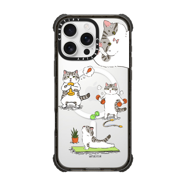 Watercatlor x CASETiFY iPhone 16 Pro Max ケース Cat,Animal ブラック ウルトラ インパクトケース MagSafe 対応 Bean The Cat Fitness Father's Day Watercatlor x CASETiFY iPhone 16 Pro Max ケース Cat,Animal ブラック ウルトラ インパクトケース MagSafe 対応 Bean The Cat Fitness Father's Day