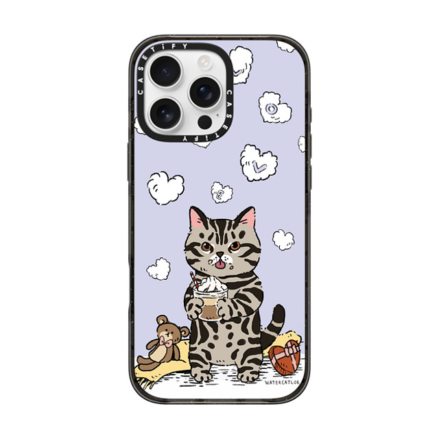 Watercatlor x CASETiFY iPhone 16 Pro Max Case Cat,Animal Black Impact Case MagSafe Compatible Cat Lilac Love Back to School Watercatlor x CASETiFY iPhone 16 Pro Max Case Cat,Animal Black Impact Case MagSafe Compatible Cat Lilac Love Back to School