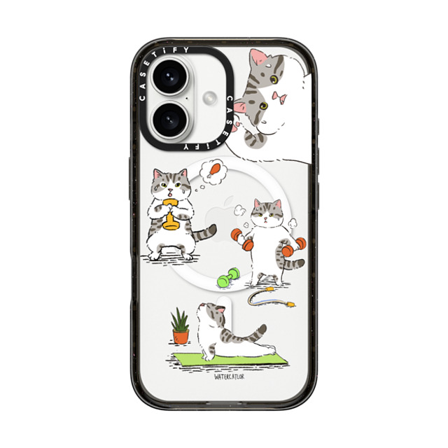 Watercatlor x CASETiFY iPhone 16 ケース Cat,Animal ブラック インパクトケース MagSafe対応 Bean The Cat Fitness Mother's Day Watercatlor x CASETiFY iPhone 16 ケース Cat,Animal ブラック インパクトケース MagSafe対応 Bean The Cat Fitness Mother's Day