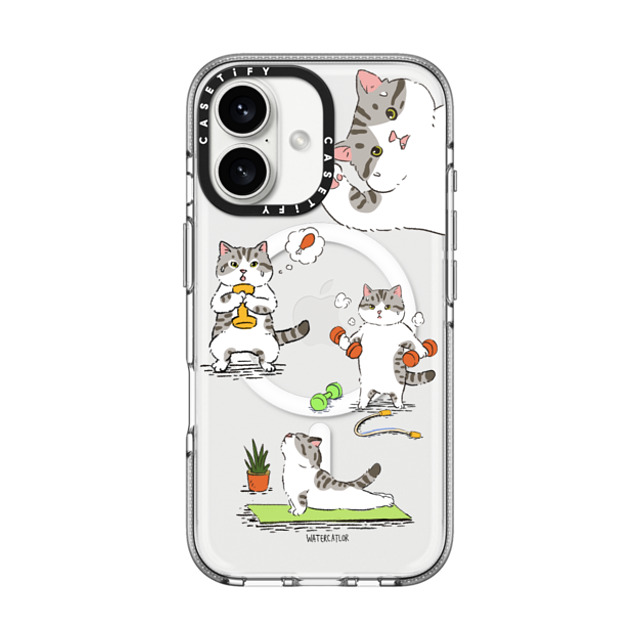Watercatlor x CASETiFY iPhone 16 ケース Cat,Animal クリア クリア ケース MagSafe対応 Bean The Cat Fitness Father's Day Watercatlor x CASETiFY iPhone 16 ケース Cat,Animal クリア クリア ケース MagSafe対応 Bean The Cat Fitness Father's Day