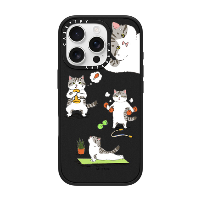 Watercatlor x CASETiFY iPhone 16 Pro Case Cat,Animal Matte Black Impact Case MagSafe Compatible Bean The Cat Fitness Father's Day Watercatlor x CASETiFY iPhone 16 Pro Case Cat,Animal Matte Black Impact Case MagSafe Compatible Bean The Cat Fitness Father's Day