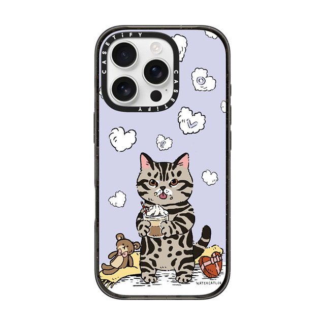 Watercatlor x CASETiFY iPhone 16 Pro ケース Cat,Animal ブラック インパクトケース Cat Lilac Love Back to School Watercatlor x CASETiFY iPhone 16 Pro ケース Cat,Animal ブラック インパクトケース Cat Lilac Love Back to School