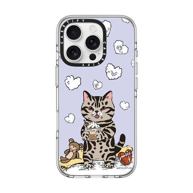 Watercatlor x CASETiFY iPhone 16 Pro ケース Cat,Animal クリア クリア ケース MagSafe対応 Cat Lilac Love Back to School Watercatlor x CASETiFY iPhone 16 Pro ケース Cat,Animal クリア クリア ケース MagSafe対応 Cat Lilac Love Back to School