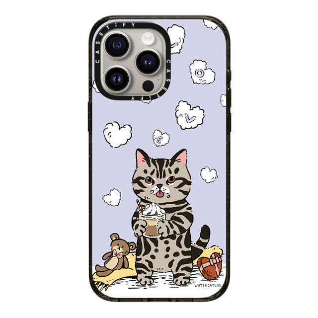 Watercatlor x CASETiFY iPhone 15 Pro Max ケース Cat,Animal ブラック インパクトケース MagSafe対応 Cat Lilac Love Back to School Watercatlor x CASETiFY iPhone 15 Pro Max ケース Cat,Animal ブラック インパクトケース MagSafe対応 Cat Lilac Love Back to School