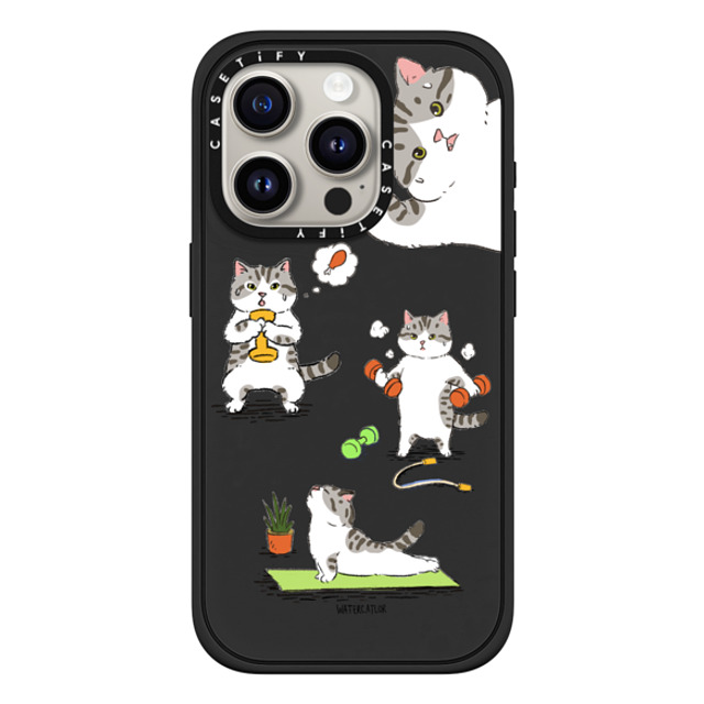 Watercatlor x CASETiFY iPhone 15 Pro ケース Cat,Animal マットブラック インパクトケース MagSafe対応 Bean The Cat Fitness Father's Day Watercatlor x CASETiFY iPhone 15 Pro ケース Cat,Animal マットブラック インパクトケース MagSafe対応 Bean The Cat Fitness Father's Day
