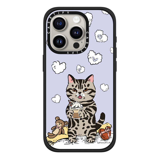 Watercatlor x CASETiFY iPhone 15 Pro ケース Cat,Animal マットブラック インパクトケース MagSafe対応 Cat Lilac Love Back to School Watercatlor x CASETiFY iPhone 15 Pro ケース Cat,Animal マットブラック インパクトケース MagSafe対応 Cat Lilac Love Back to School