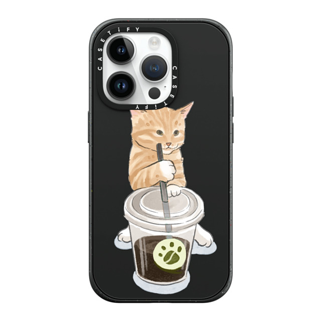 Watercatlor x CASETiFY iPhone 14 Pro ケース マットブラック インパクトケース MagSafe対応 coffee catto