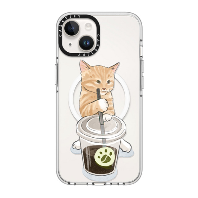 Watercatlor x CASETiFY iPhone 14 ケース クリア クリア ケース MagSafe対応 coffee catto