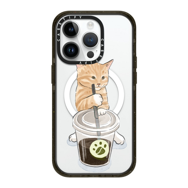 Watercatlor x CASETiFY iPhone 14 Pro ケース ブラック インパクトケース MagSafe対応 coffee catto