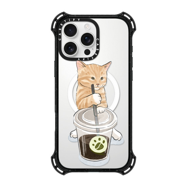 Watercatlor x CASETiFY iPhone 16 Pro Max ケース ブラック バウンスケース coffee catto