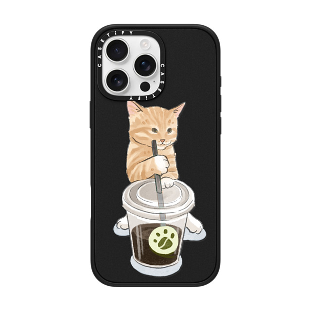 Watercatlor x CASETiFY iPhone 16 Pro Max ケース マットブラック インパクトケース MagSafe対応 coffee catto