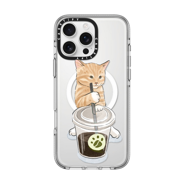 Watercatlor x CASETiFY iPhone 16 Pro Max ケース クリア クリア ケース MagSafe対応 coffee catto