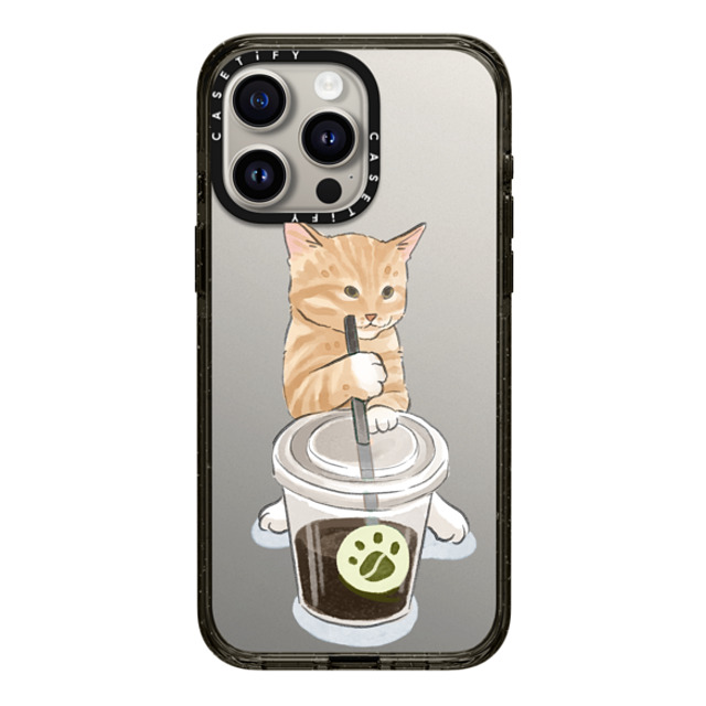 Watercatlor x CASETiFY iPhone 15 Pro Max ケース ブラック インパクトケース coffee catto