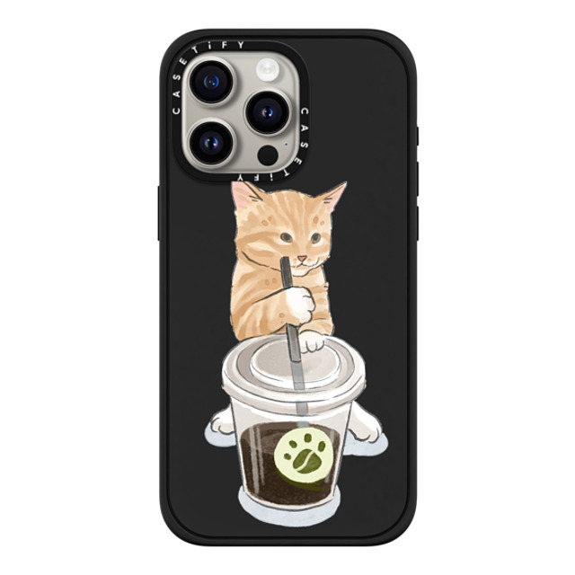 Watercatlor x CASETiFY iPhone 15 Pro Max ケース マットブラック インパクトケース MagSafe対応 coffee catto