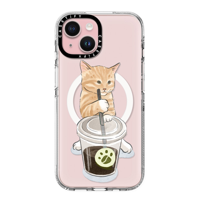 Watercatlor x CASETiFY iPhone 15 ケース クリア クリア ケース MagSafe対応 coffee catto