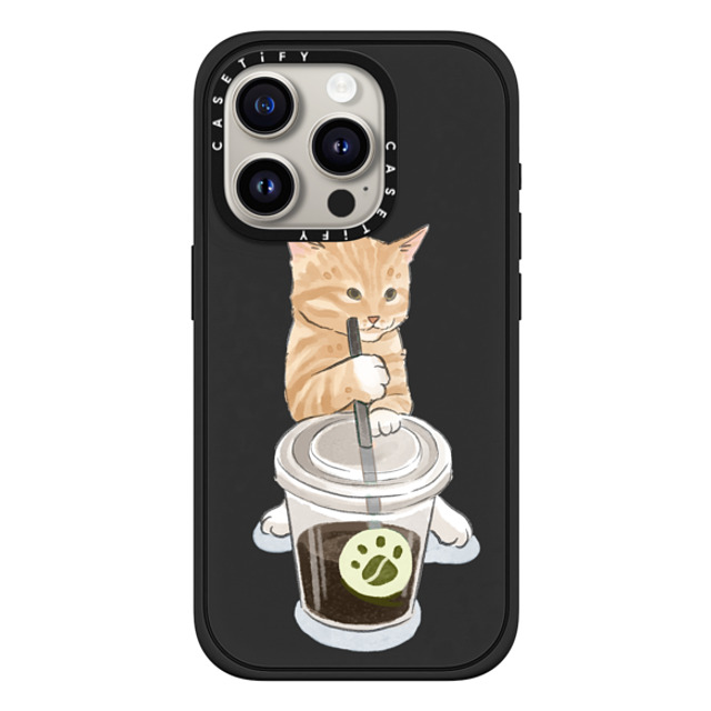 Watercatlor x CASETiFY iPhone 15 Pro ケース マットブラック インパクトケース MagSafe対応 coffee catto