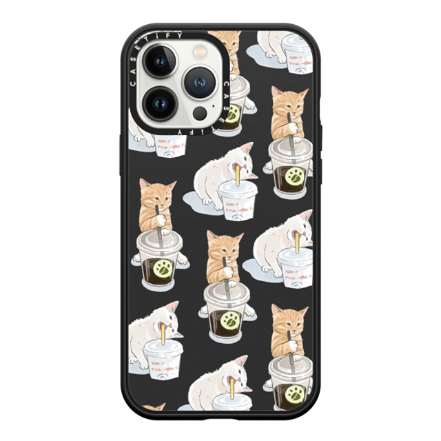 Watercatlor x CASETiFY iPhone 13 Pro Max Case Black Impact Case MagSafe Compatible coffee catto and cola cat Watercatlor x CASETiFY iPhone 13 Pro Max Case Black Impact Case MagSafe Compatible coffee catto and cola cat