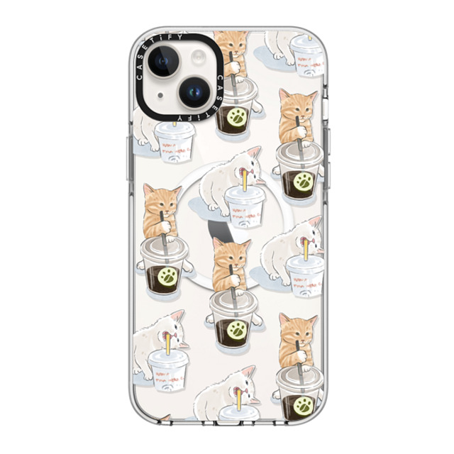 Watercatlor x CASETiFY iPhone 14 Plus Case Clear Clear Case MagSafe Compatible coffee catto and cola cat Watercatlor x CASETiFY iPhone 14 Plus Case Clear Clear Case MagSafe Compatible coffee catto and cola cat