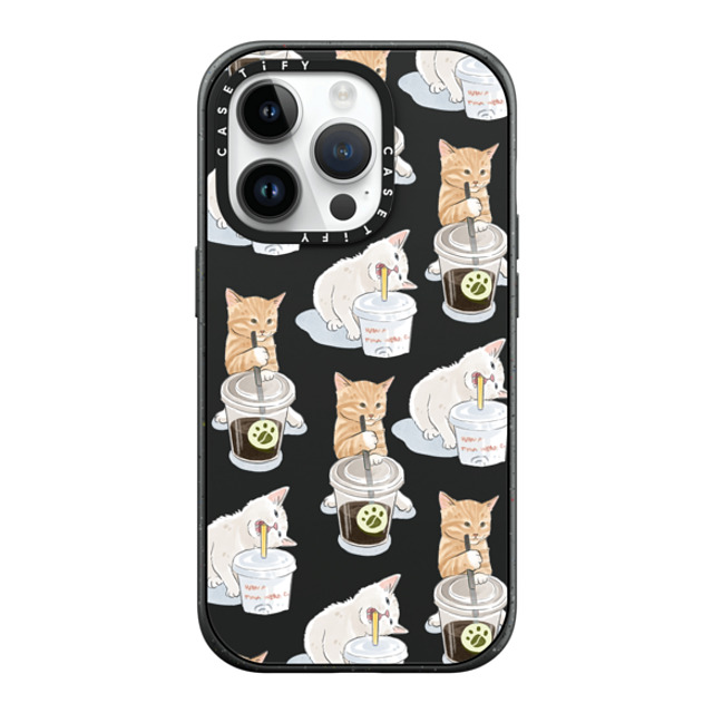 Watercatlor x CASETiFY iPhone 14 Pro ケース マットブラック インパクトケース MagSafe対応 coffee catto and cola cat