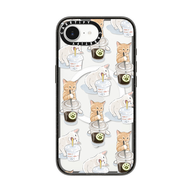 Watercatlor x CASETiFY iPhone 16e ケース Cat,Animal ブラック インパクトケース MagSafe対応 coffee catto and cola cat Back to School Watercatlor x CASETiFY iPhone 16e ケース Cat,Animal ブラック インパクトケース MagSafe対応 coffee catto and cola cat Back to School