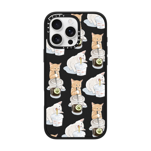 Watercatlor x CASETiFY iPhone 16 Pro Max ケース マットブラック インパクトケース MagSafe対応 coffee catto and cola cat