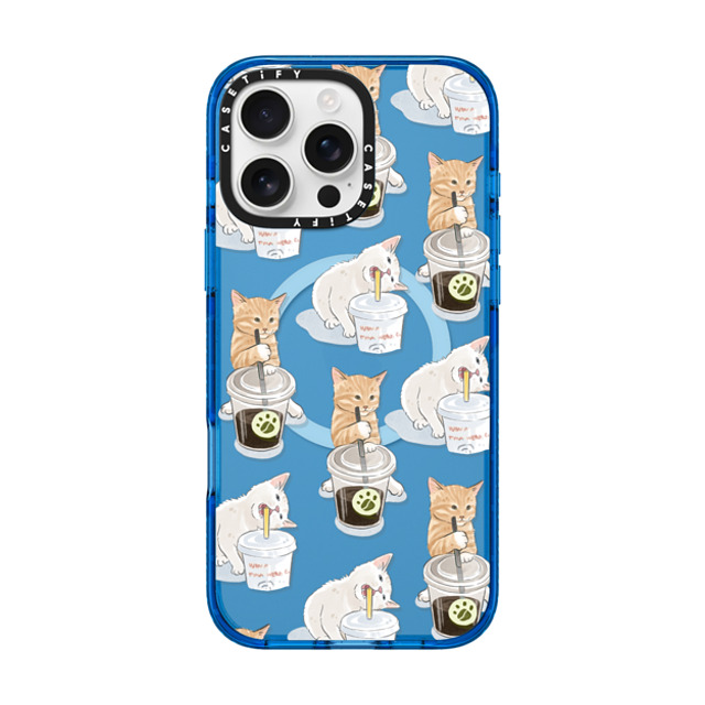 Watercatlor x CASETiFY iPhone 16 Pro Max Case スカイブルー Impact Case MagSafe Compatible coffee catto and cola cat Watercatlor x CASETiFY iPhone 16 Pro Max Case スカイブルー Impact Case MagSafe Compatible coffee catto and cola cat