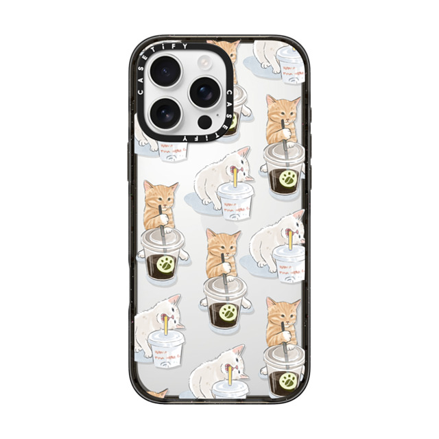 Watercatlor x CASETiFY iPhone 16 Pro Max ケース ブラック インパクトケース coffee catto and cola cat