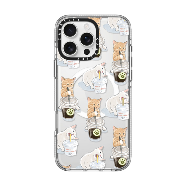 Watercatlor x CASETiFY iPhone 16 Pro Max ケース クリア クリア ケース MagSafe対応 coffee catto and cola cat