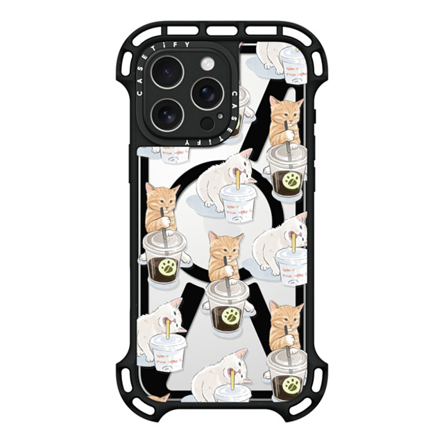 Watercatlor x CASETiFY iPhone 16 Pro Max ケース ブラック ウルトラ バウンスケース MagSafe対応 coffee catto and cola cat