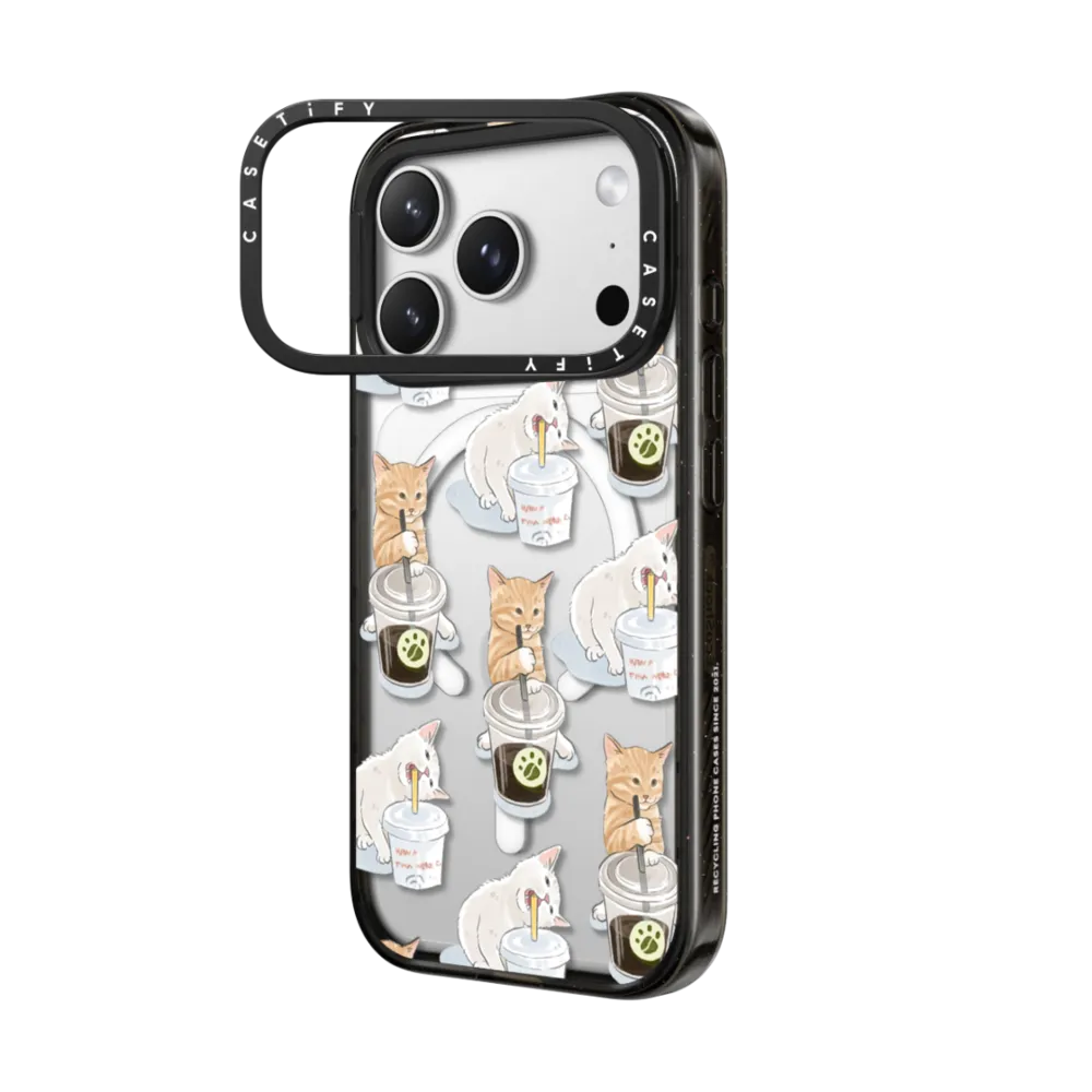 MagSafe 兼容镜框支架防摔手机壳 - 咖啡猫与可乐猫